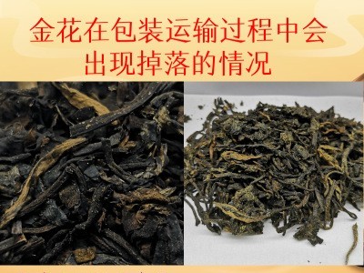 郁江牌金花六堡茶 黑褐油润陈香纯正黑茶 味陈醇厚汤色深红明亮图3