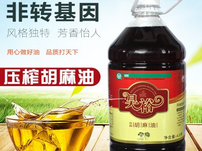 昊裕纯4.5L胡麻油家庭使用 月子油 压榨胡麻调和食用油 厂家直销图5